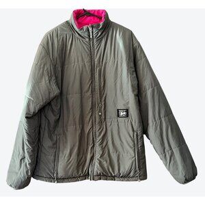 Stussy Women's XL Gray Fuschia Full Zip Reversible Puffer Winter Jacket
